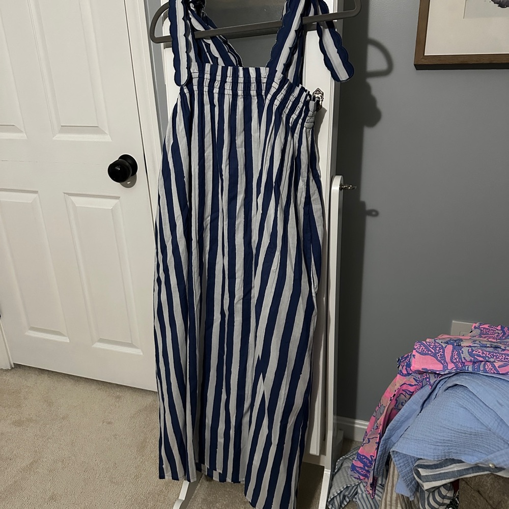 Navy and White Striped Maxi Dress